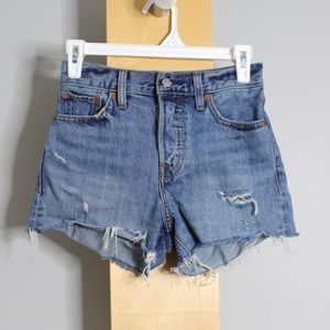 Levis Wedgie Short Womens 25 Distressed Denim Jean Shorts